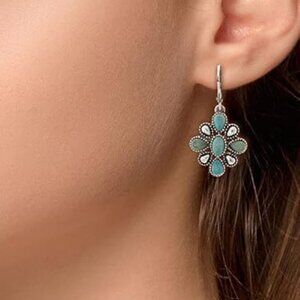 Blue Flower Drop Earrings